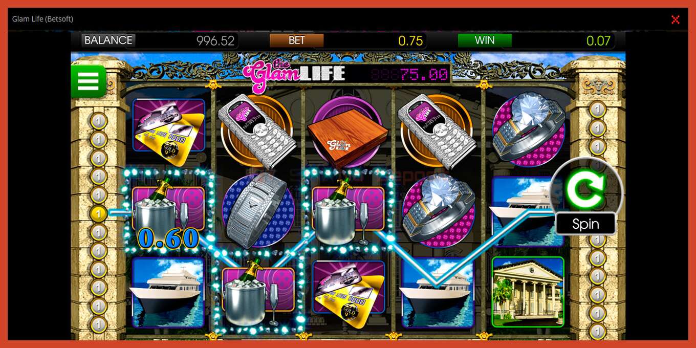 Slot skærmbillede: Glam Life intet depositum, antal - 2