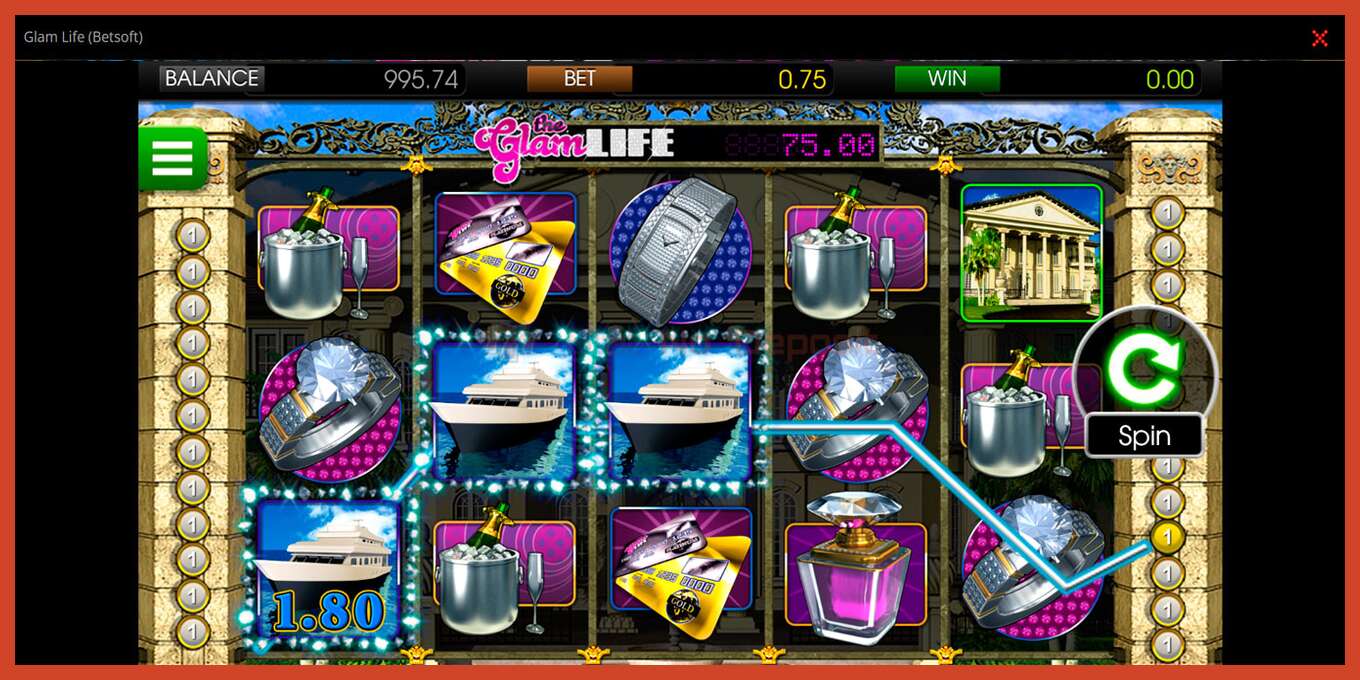 Slot screenshot: Glam Life no deposit, number - 4