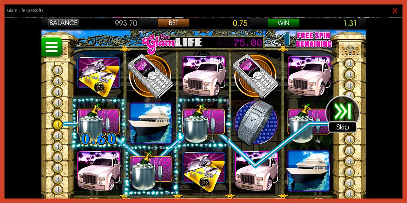 Slot screenshot: Glam Life no deposit, number - 6