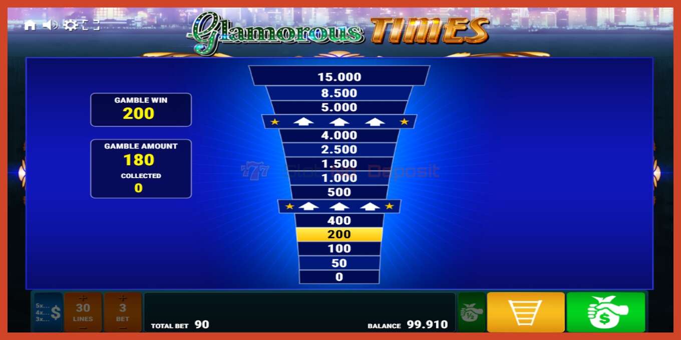 Slot screenshot: Glamorous Times no deposit, number - 3