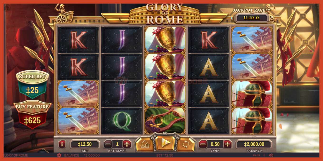 Slot skärmdump: Glory of Rome ingen insättning, antal - 2