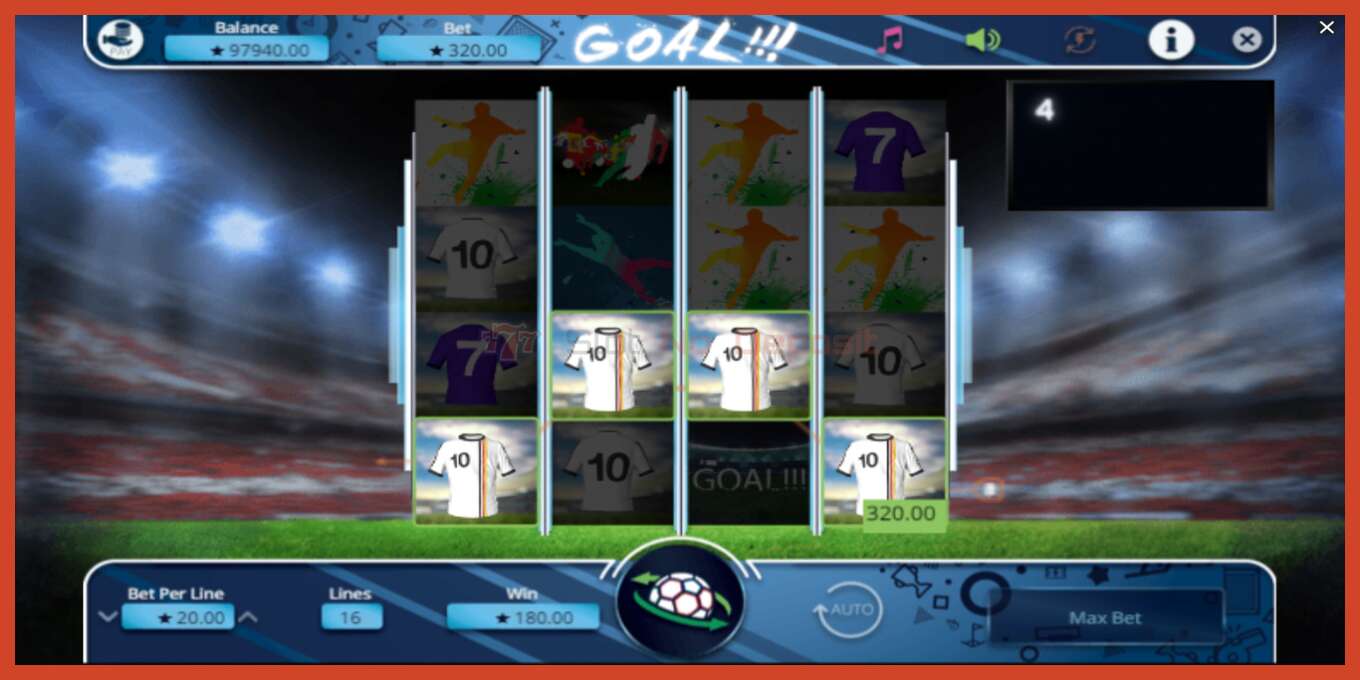 Slot screenshot: Goal no deposit, number - 4