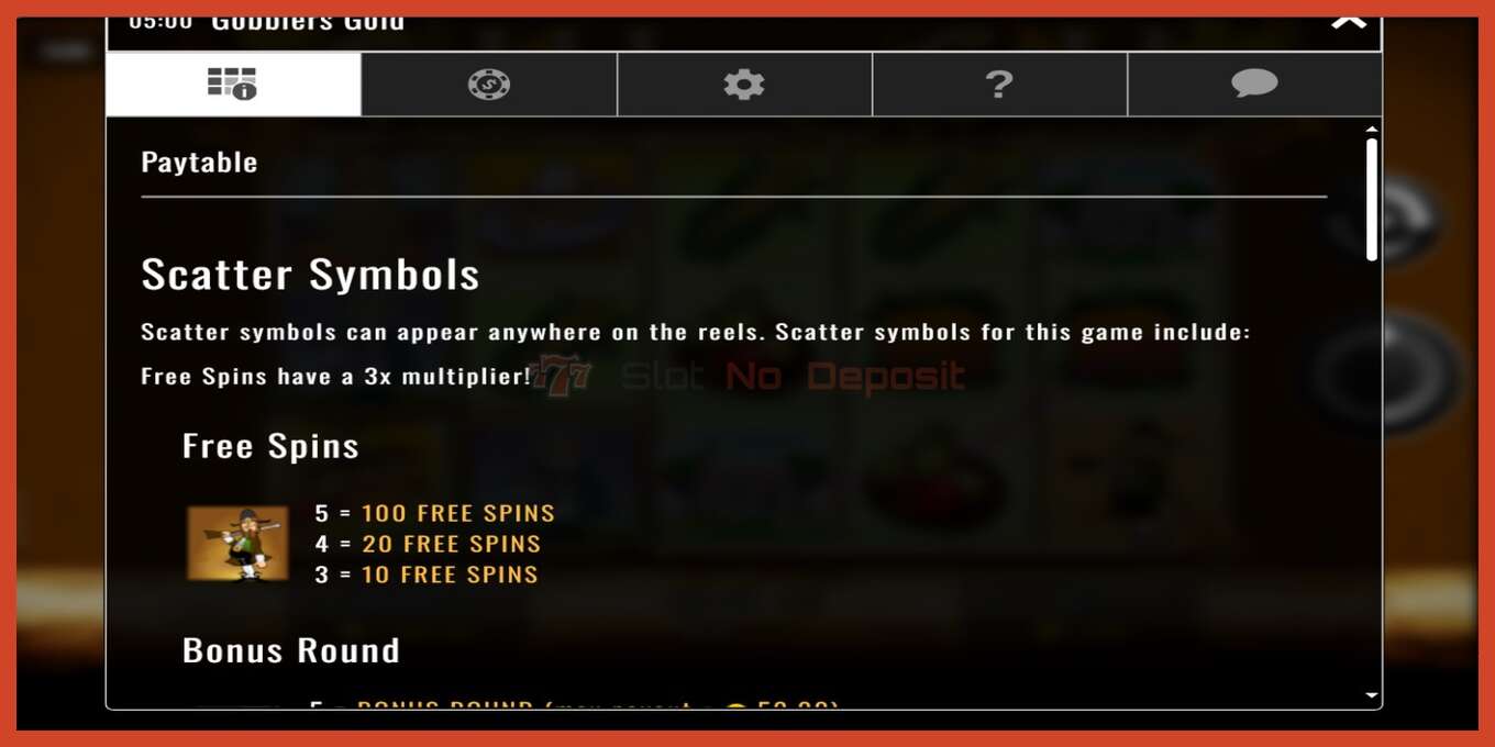 Slot screenshot: Gobblers Gold no deposit, number - 3