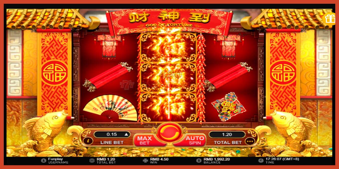 Slot screenshot: God of Fortune no deposit, number - 3