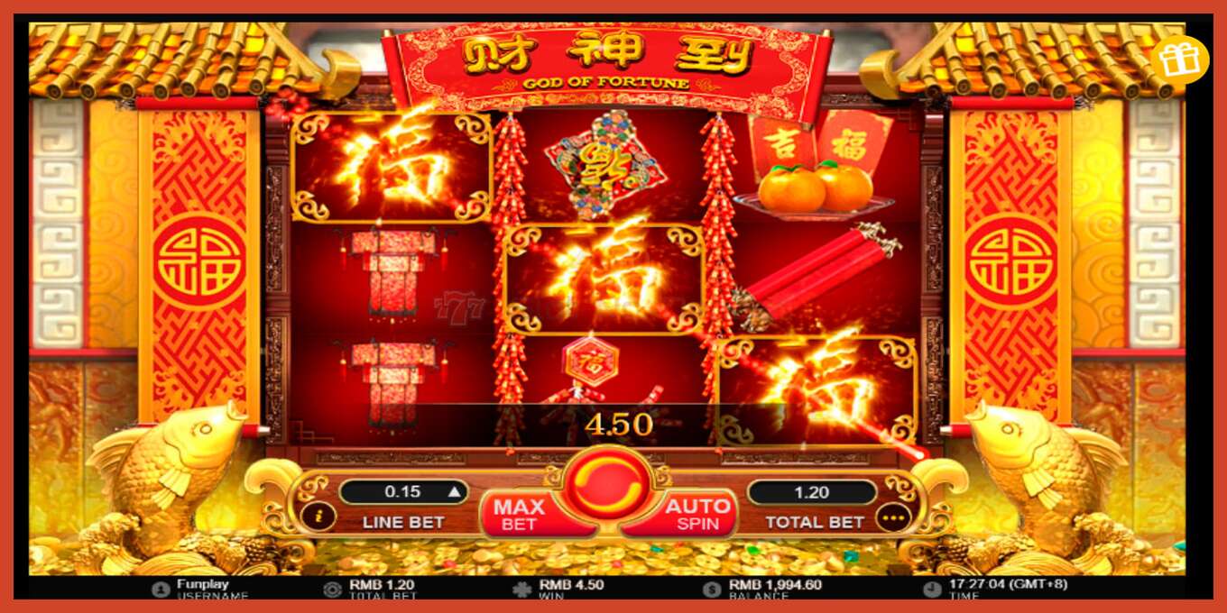 Slot screenshot: God of Fortune no deposit, number - 4