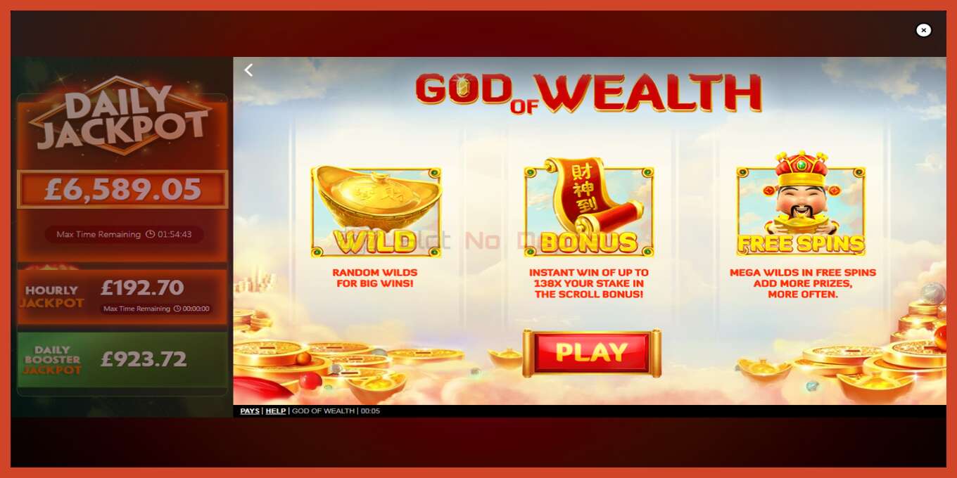 Slot screenshot: God of Wealth no deposit, number - 1