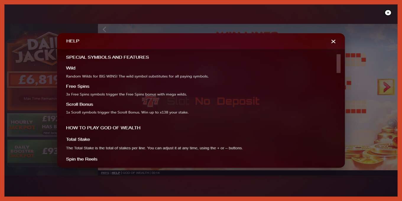 Slot screenshot: God of Wealth no deposit, number - 7