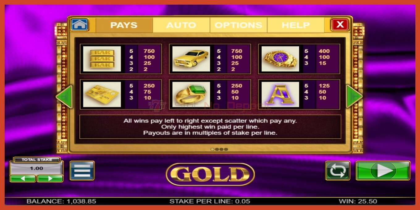 Slot screenshot: Gold no deposit, number - 3