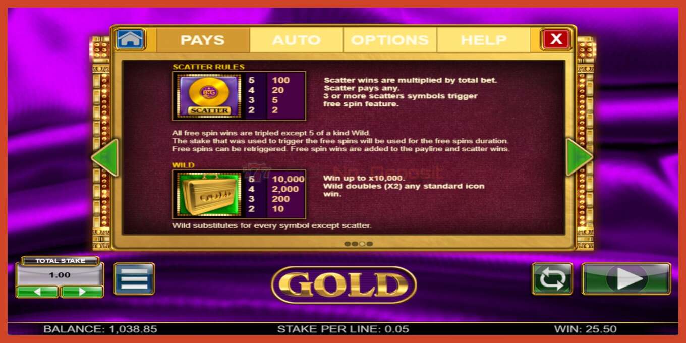 Slot screenshot: Gold no deposit, number - 4