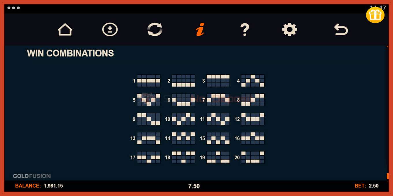 স্লট স্ক্রিনশট: Gold Fusion কোন আমানত, সংখ্যা - 7