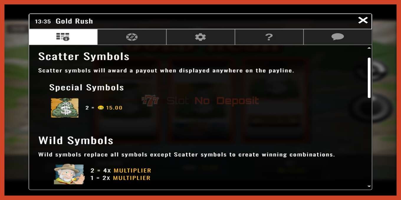 Slot screenshot: Gold Rush no deposit, number - 3