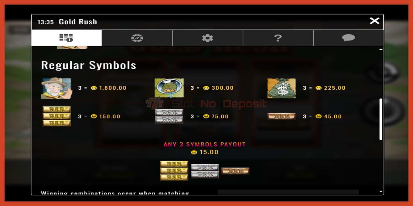 Slot screenshot: Gold Rush no deposit, number - 4