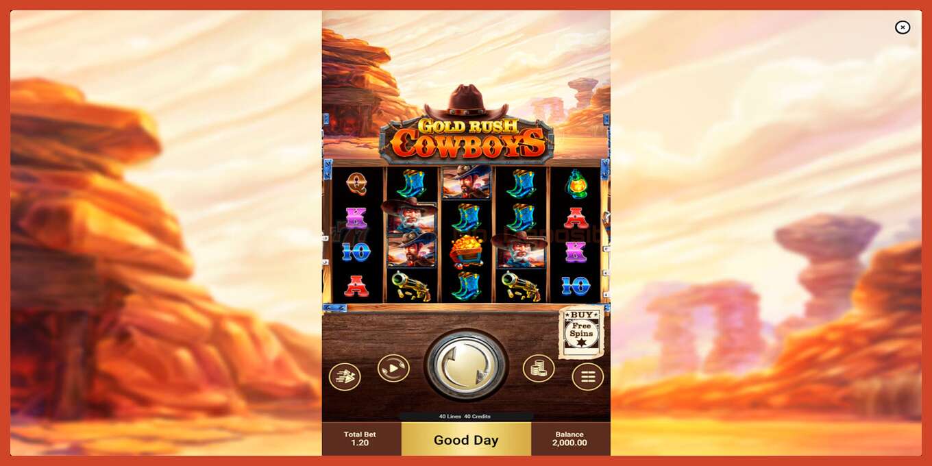 Slot screenshot: Gold Rush Cowboys no deposit, number - 1