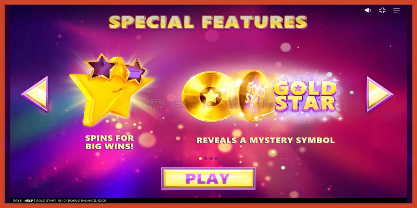 Slot screenshot: Gold Star no deposit, number - 1