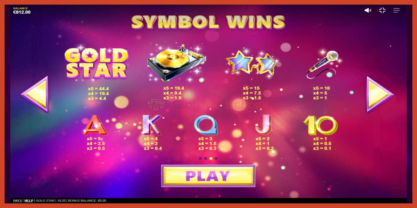 Slot screenshot: Gold Star no deposit, number - 5