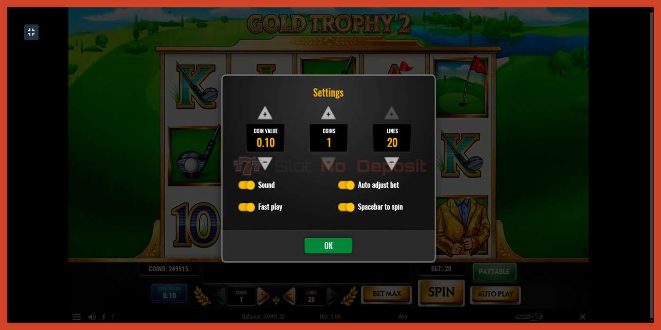 Slot скриншоту: Gold Trophy 2 депозит жок, саны - 7