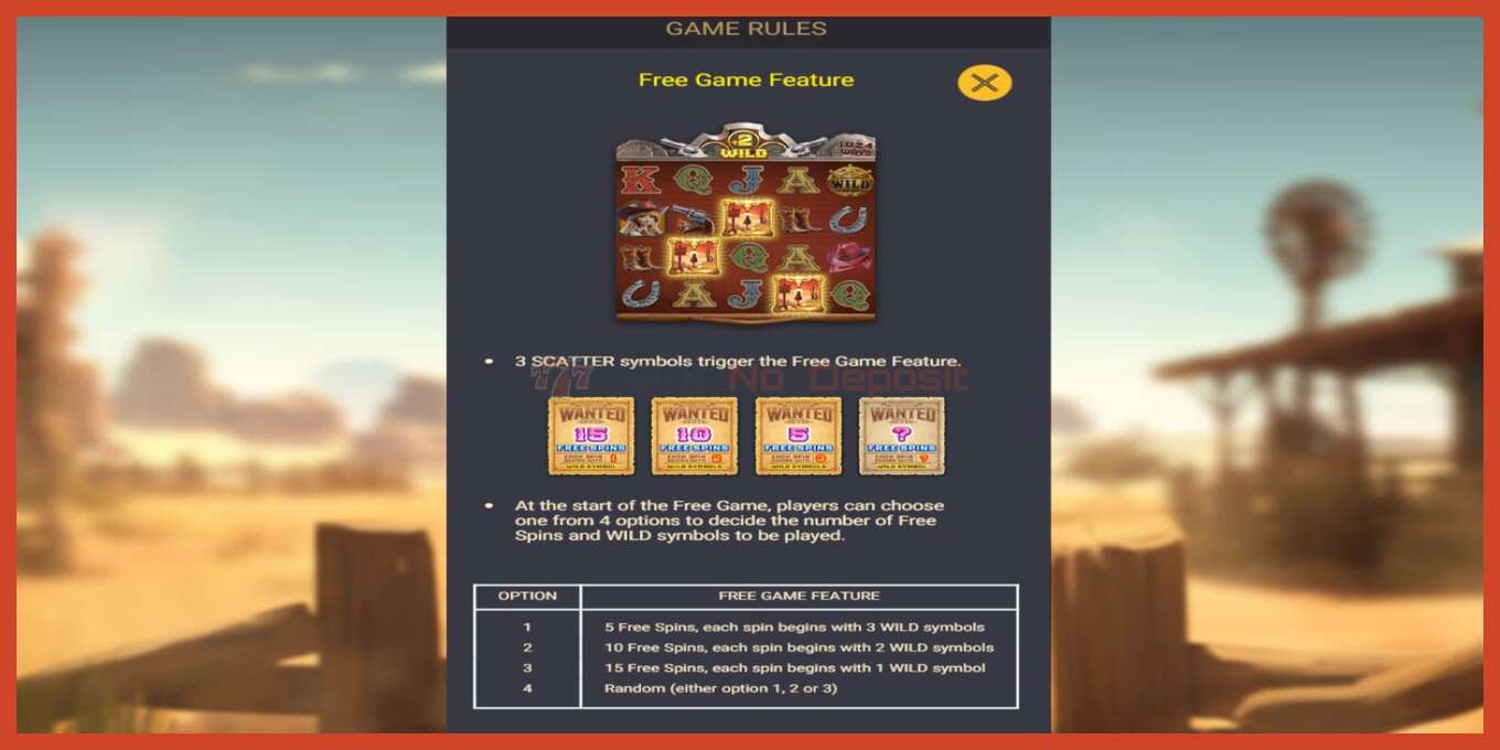 Slot screenshot: Gold West no deposit, number - 6