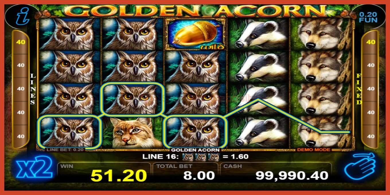 Slot screenshot: Golden Acorn no deposit, number - 2