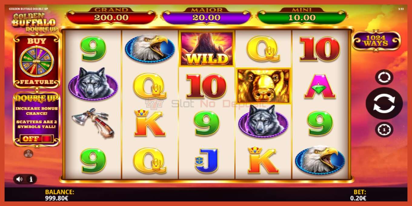 Slot skærmbillede: Golden Buffalo Double Up intet depositum, antal - 2