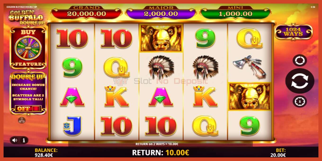 Slot skærmbillede: Golden Buffalo Double Up intet depositum, antal - 3