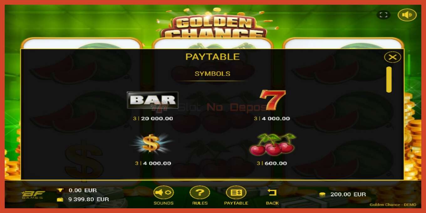 Slot screenshot: Golden Chance no deposit, number - 3