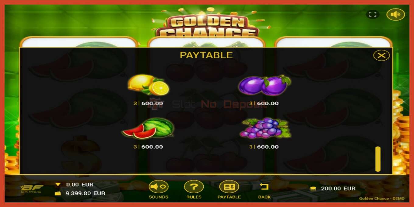 Slot screenshot: Golden Chance no deposit, number - 4