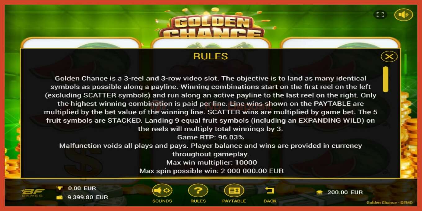 Slot screenshot: Golden Chance no deposit, number - 5