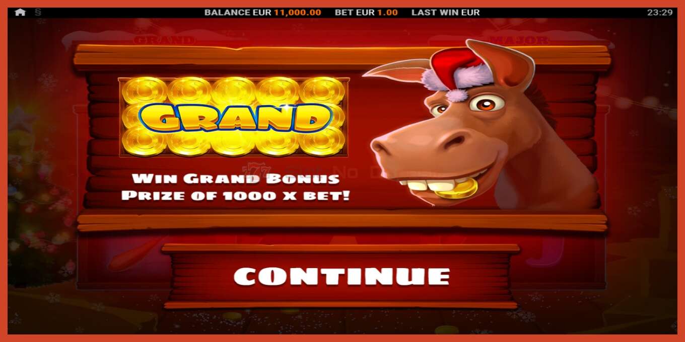 Slot screenshot: Golden Donkey Christmas no deposit, number - 1