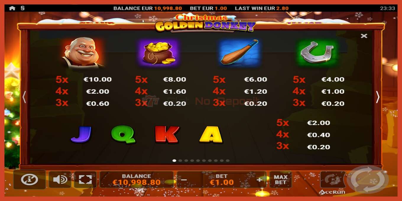 Slot screenshot: Golden Donkey Christmas no deposit, number - 4