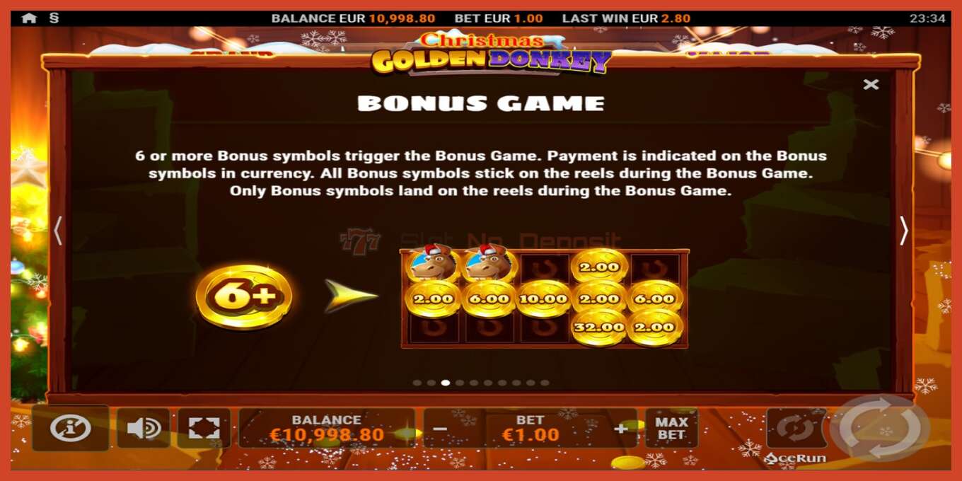 Slot screenshot: Golden Donkey Christmas no deposit, number - 6