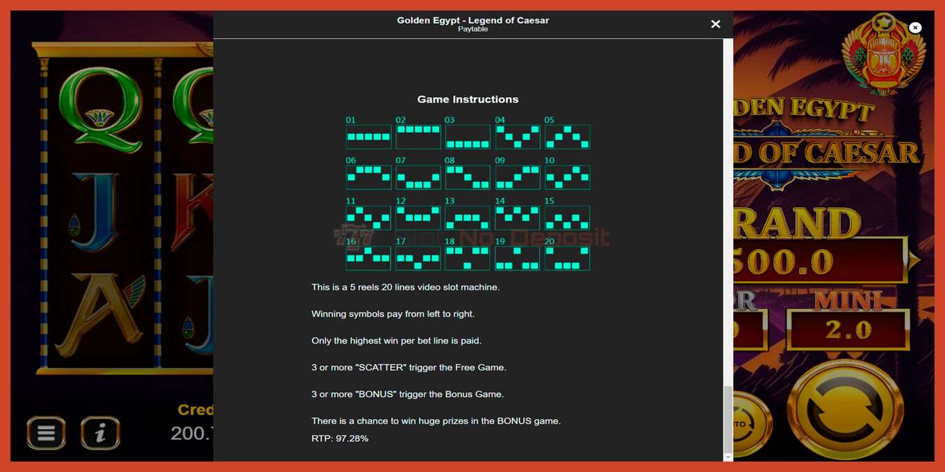 老虎机截图: Golden Egypt Legend of Caesar 没有押金, 数字 - 7