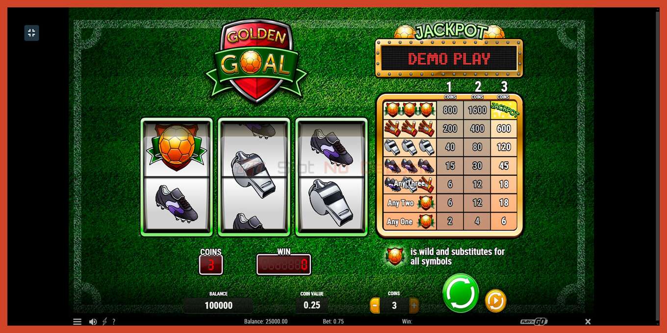 Slot screenshot: Golden Goal no deposit, number - 1