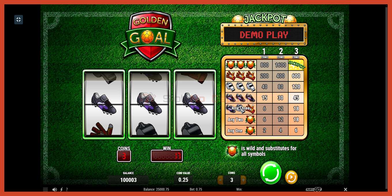 Slot screenshot: Golden Goal no deposit, number - 2