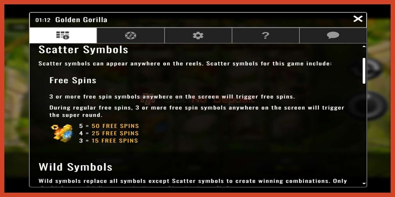 Slot screenshot: Golden Gorilla no deposit, number - 3