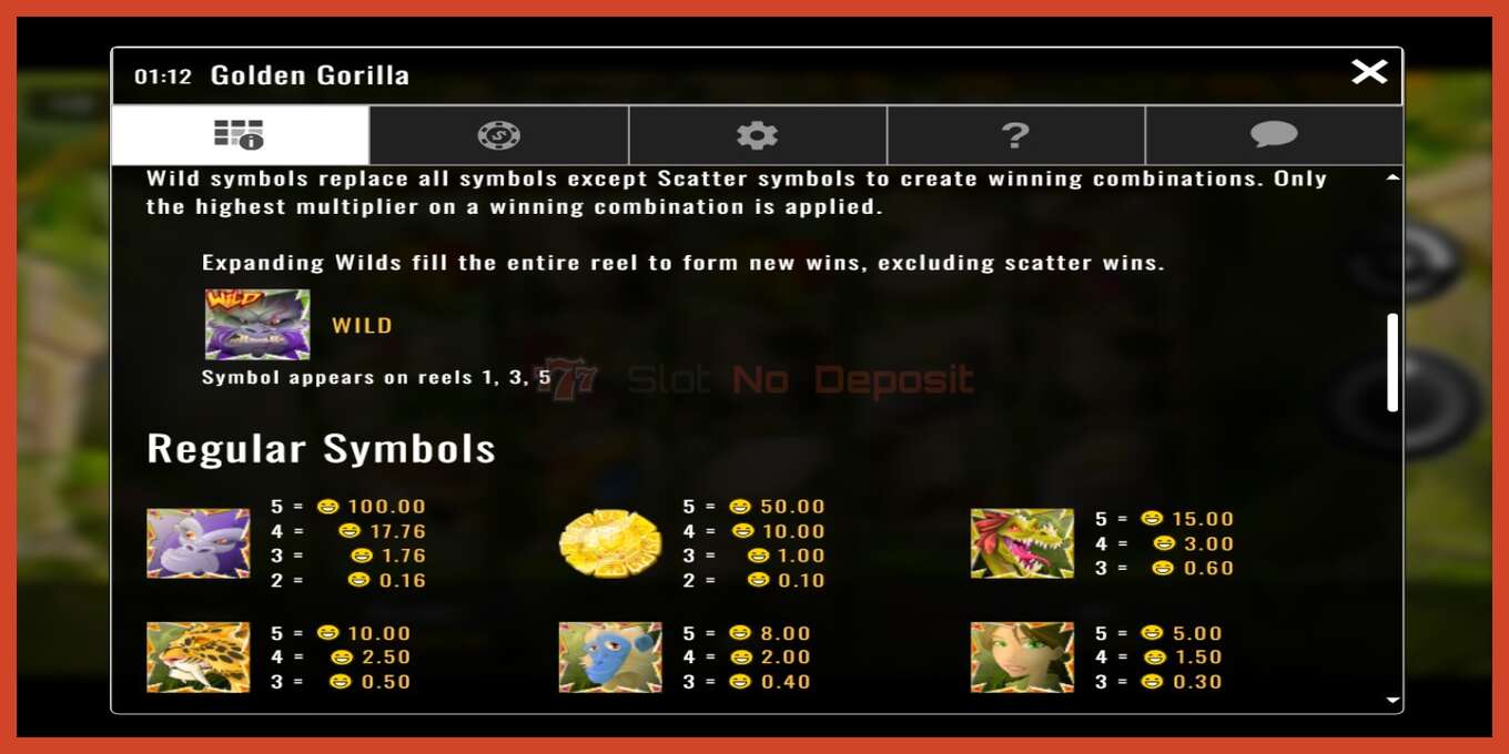 Slot screenshot: Golden Gorilla no deposit, number - 4