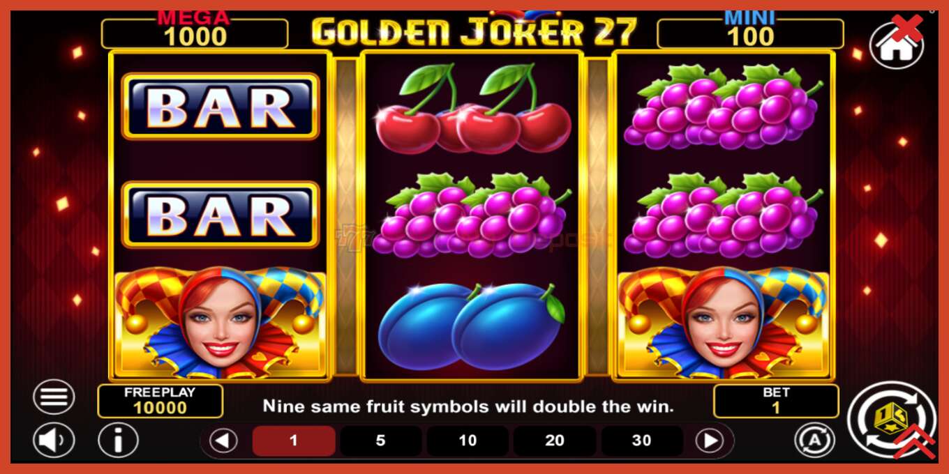 Slot skærmbillede: Golden Joker 27 Hold & Win intet depositum, antal - 2