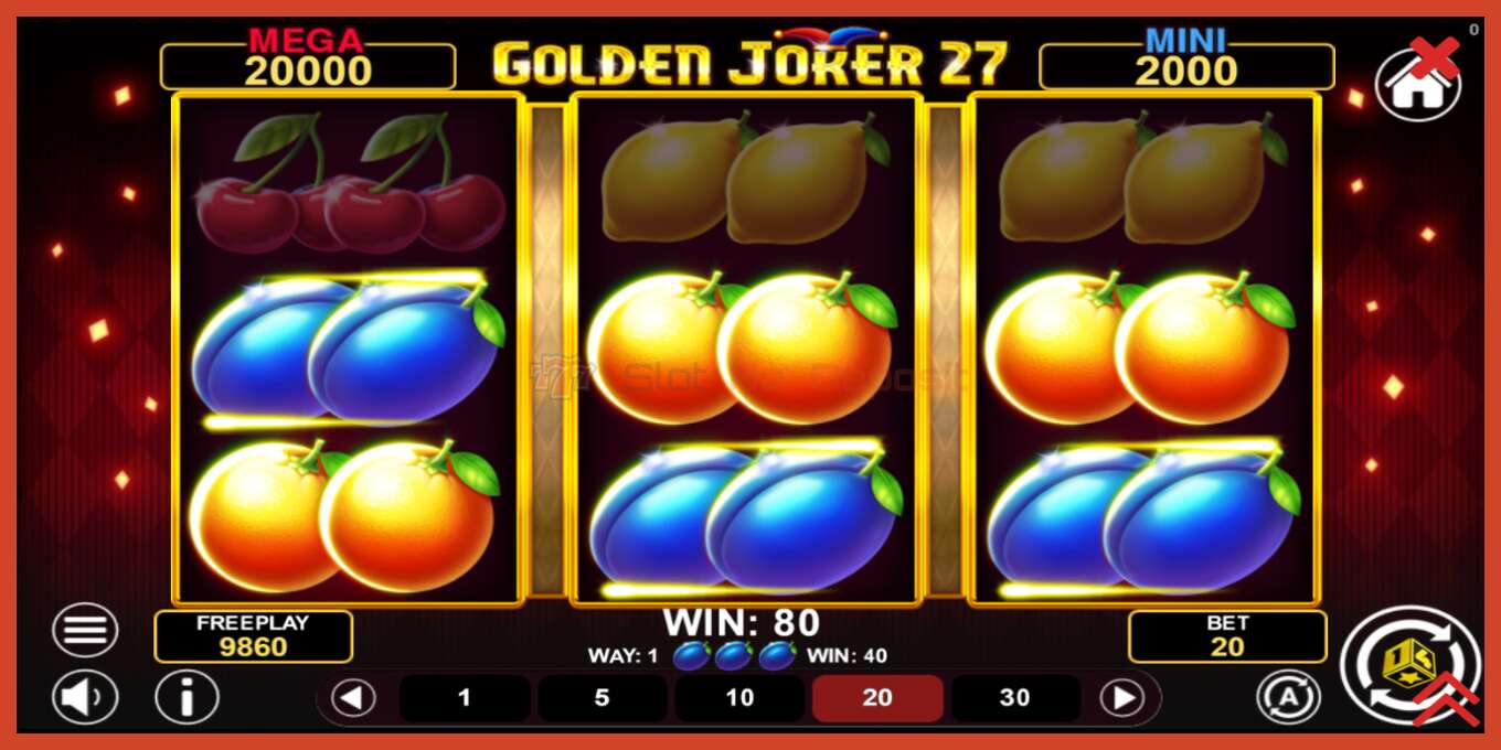 Slot skærmbillede: Golden Joker 27 Hold & Win intet depositum, antal - 4