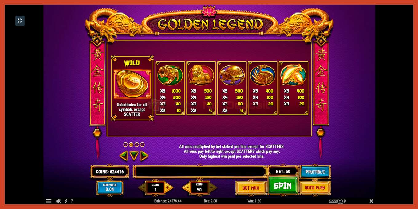 スロットのスクリーンショット: Golden Legend デポジットなし, 番号 - 5