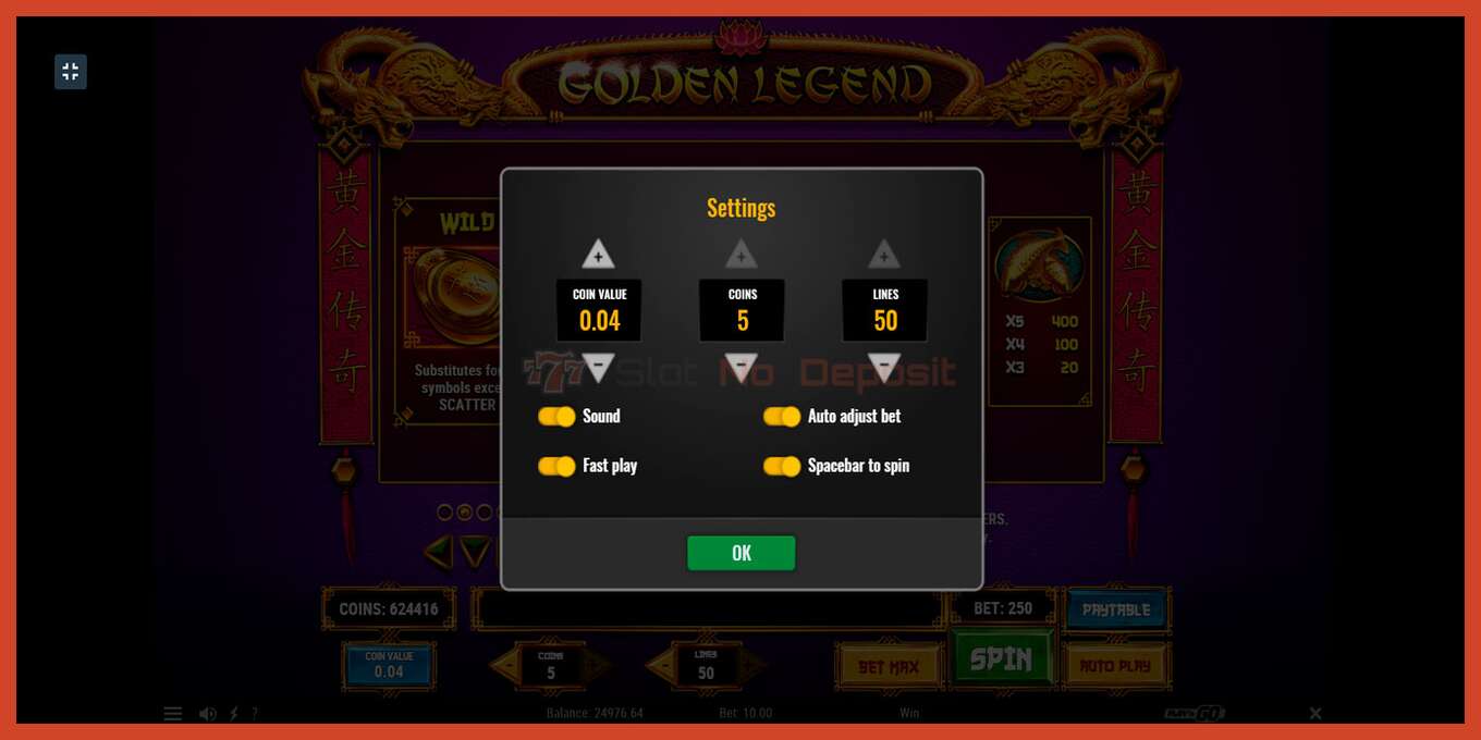 Slot screenshot: Golden Legend no deposit, number - 8