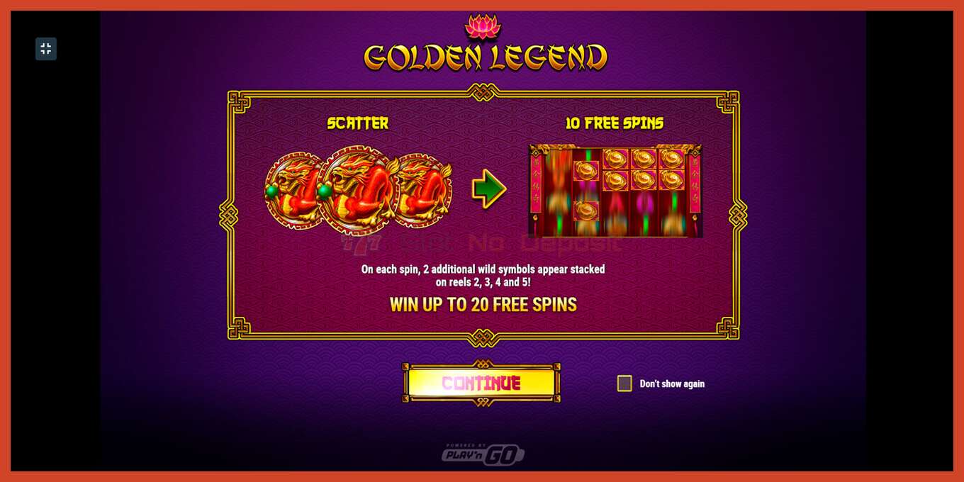 Slot screenshot: Golden Legend no deposit, number - 10