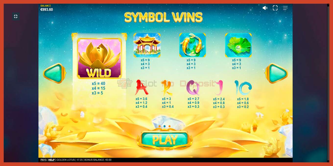 Slot screenshot: Golden Lotus no deposit, number - 6