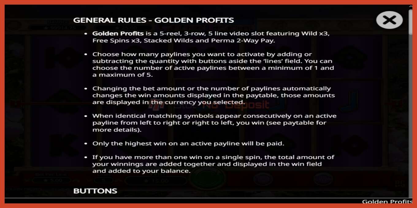 Slot screenshot: Golden Profits no deposit, number - 5