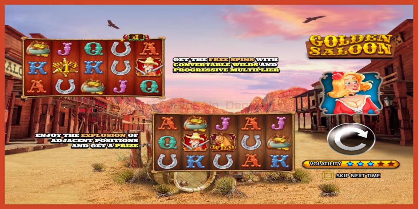 Slot screenshot: Golden Saloon no deposit, number - 1