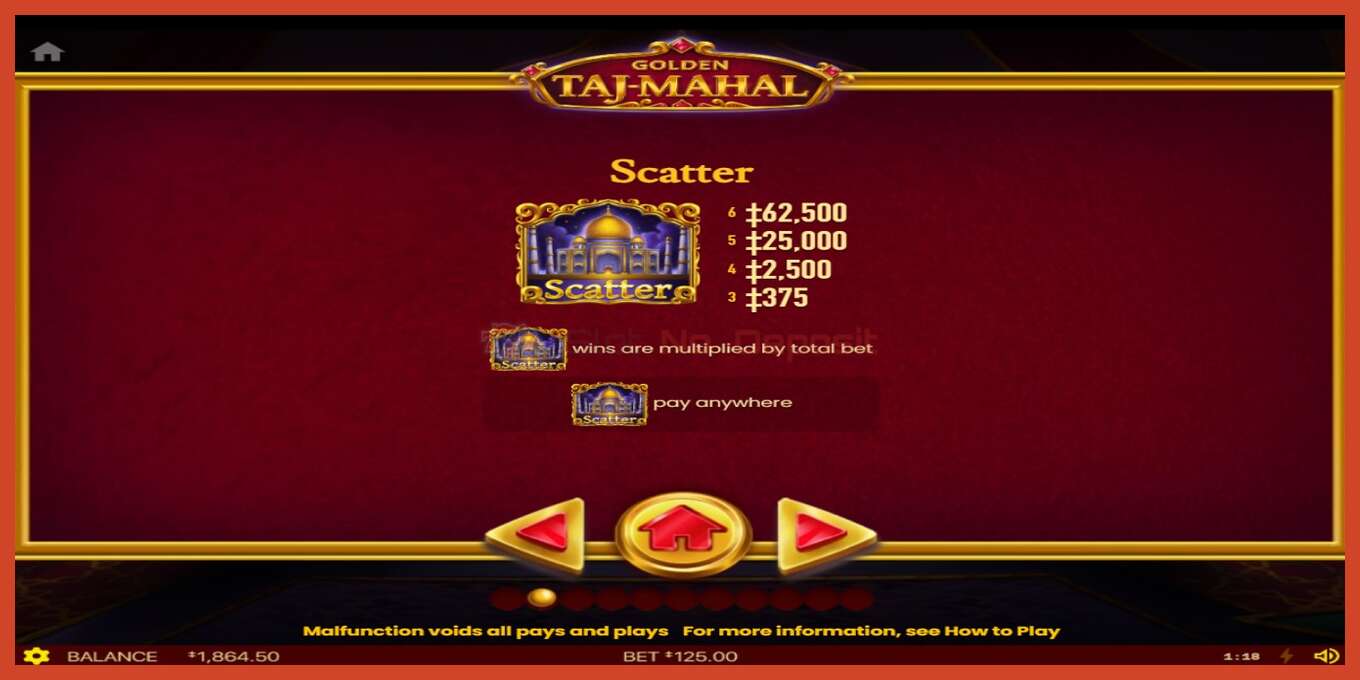 Slot screenshot: Golden Taj Mahal no deposit, number - 4