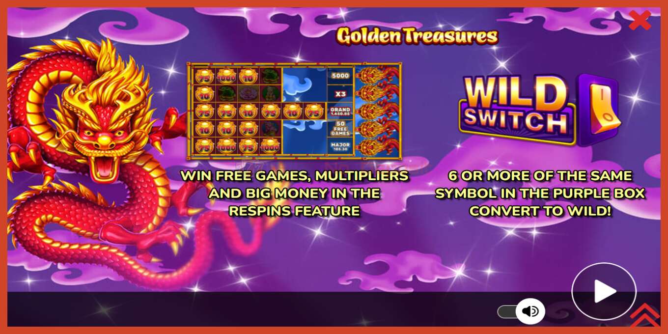 Slot screenshot: Golden Treasures no deposit, number - 1