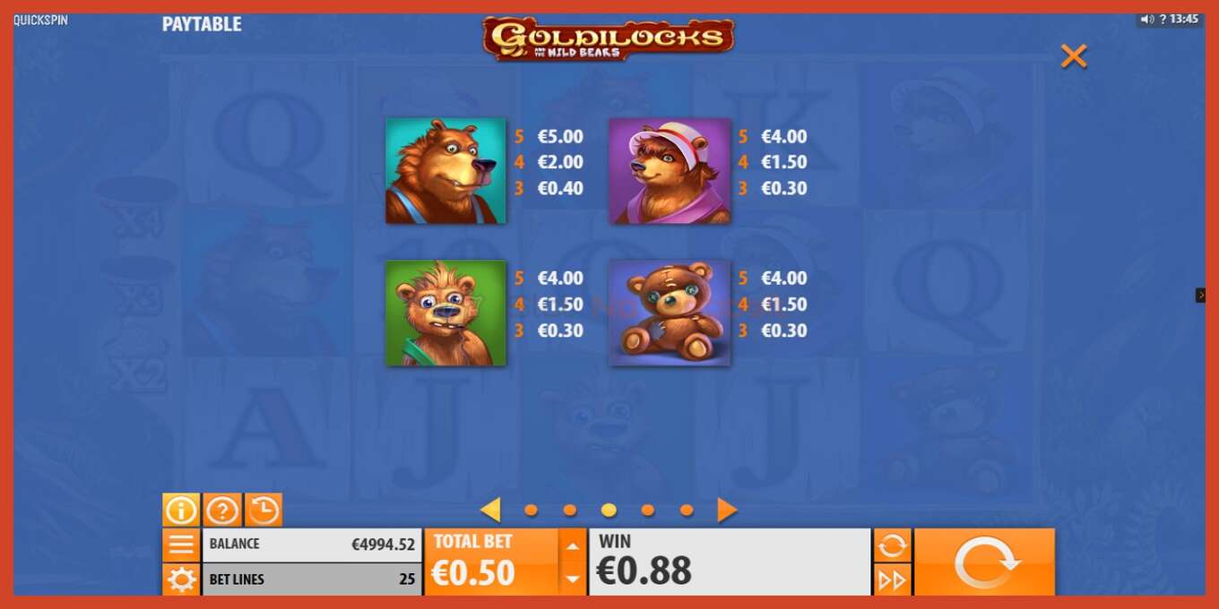 Captura de pantalla do slot: Goldilocks and the Wild Bears sen depósito, número - 6