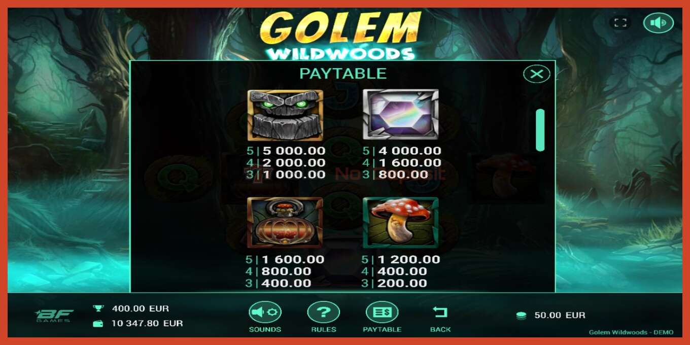 Slot screenshot: Golem Wildwoods no deposit, number - 4