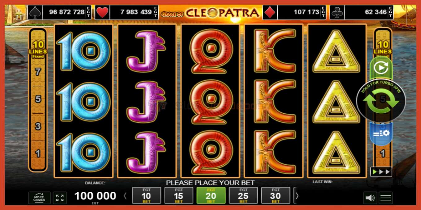 Slot screenshot: Grace of Cleopatra no deposit, number - 1