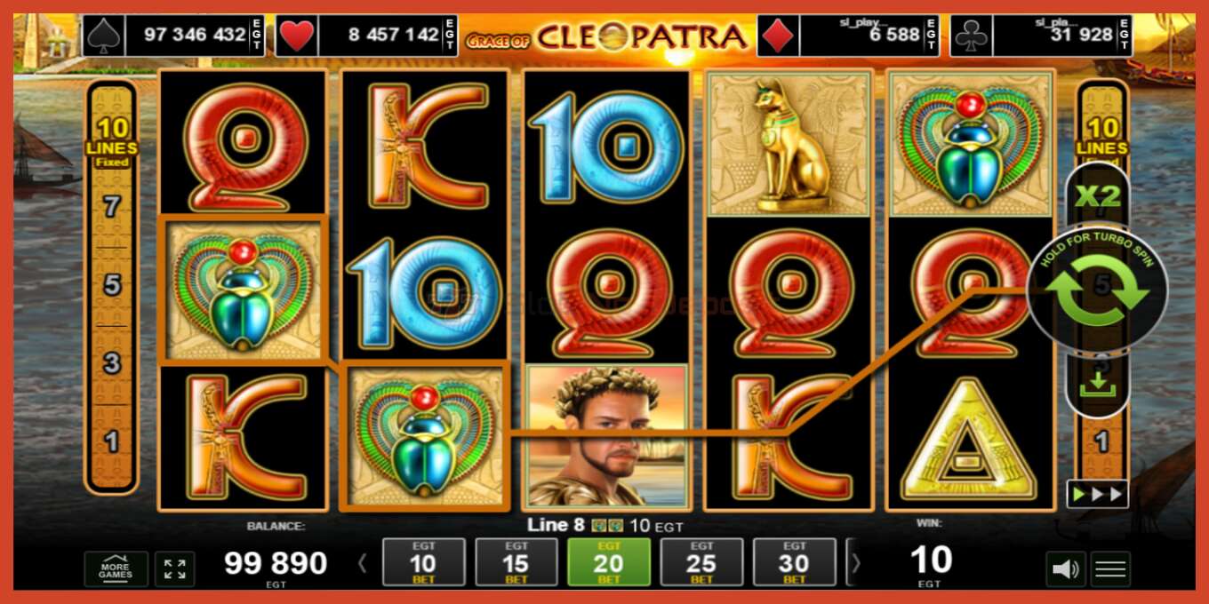 Slot screenshot: Grace of Cleopatra no deposit, number - 3