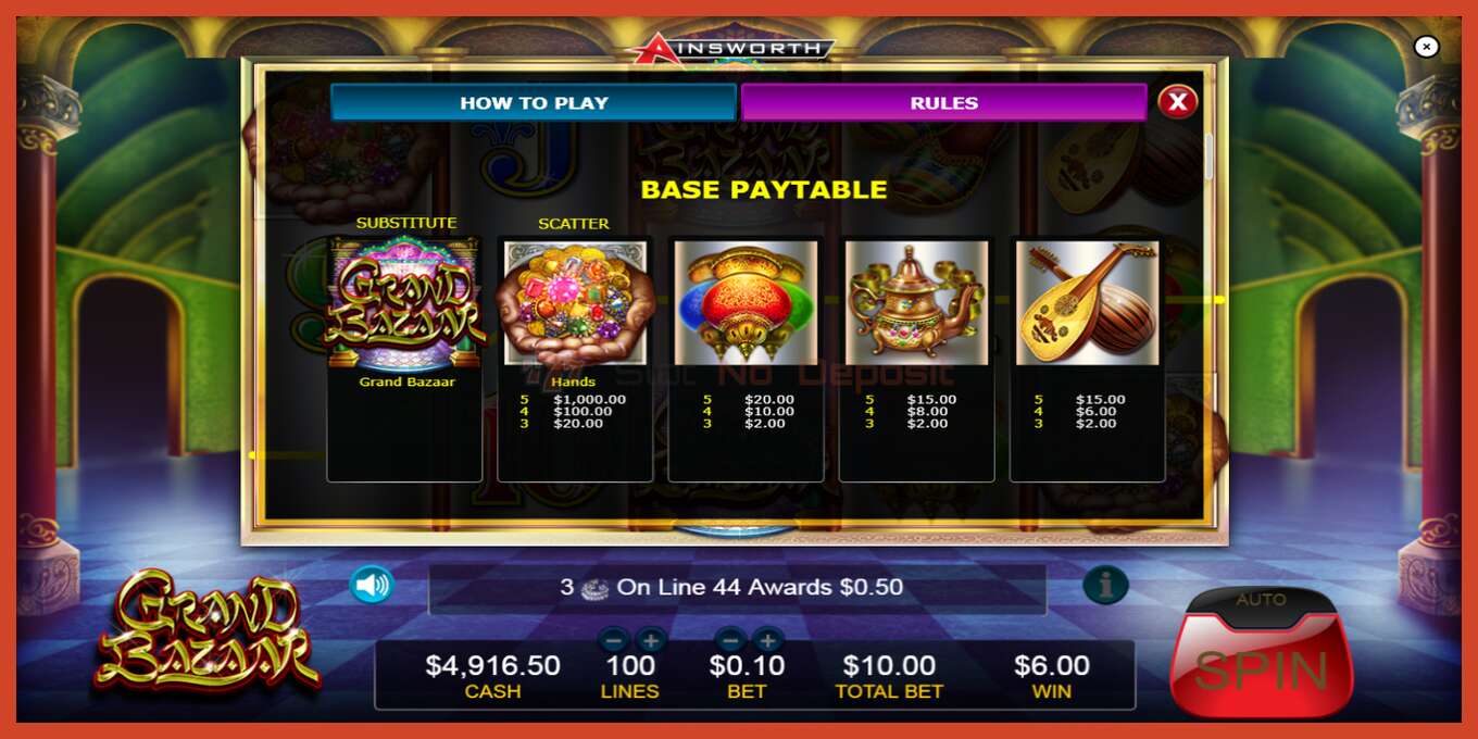 Slot screenshot: Grand Bazaar no deposit, number - 5